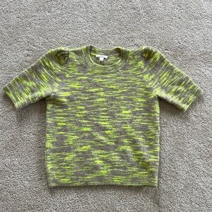 COS yellow grey short sleeve sweater soft alpaca wool blend knit